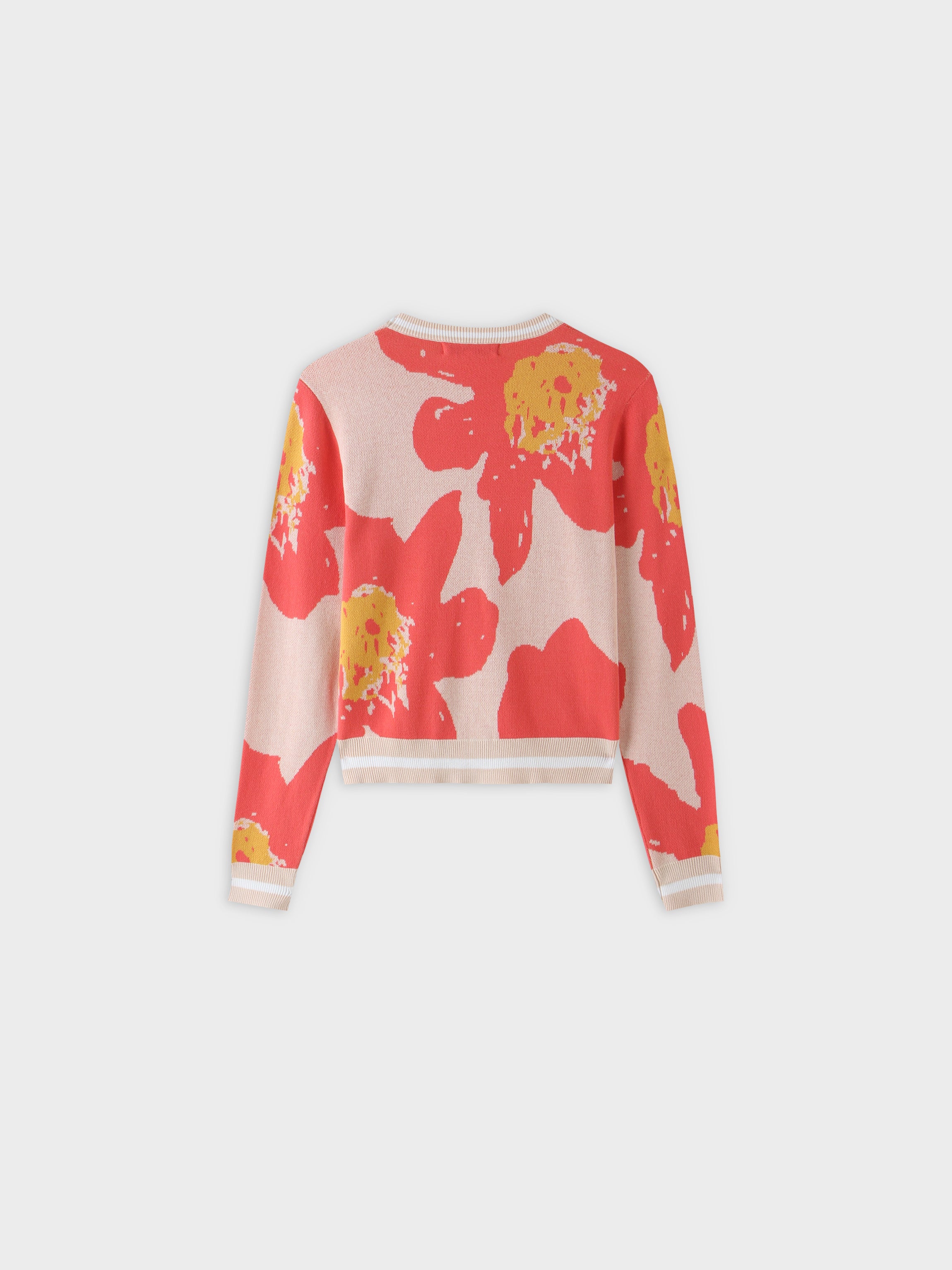 Printed Crew Sweater-Flower