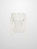 Soft Thin Ribbed Banded Sweater - Cream
