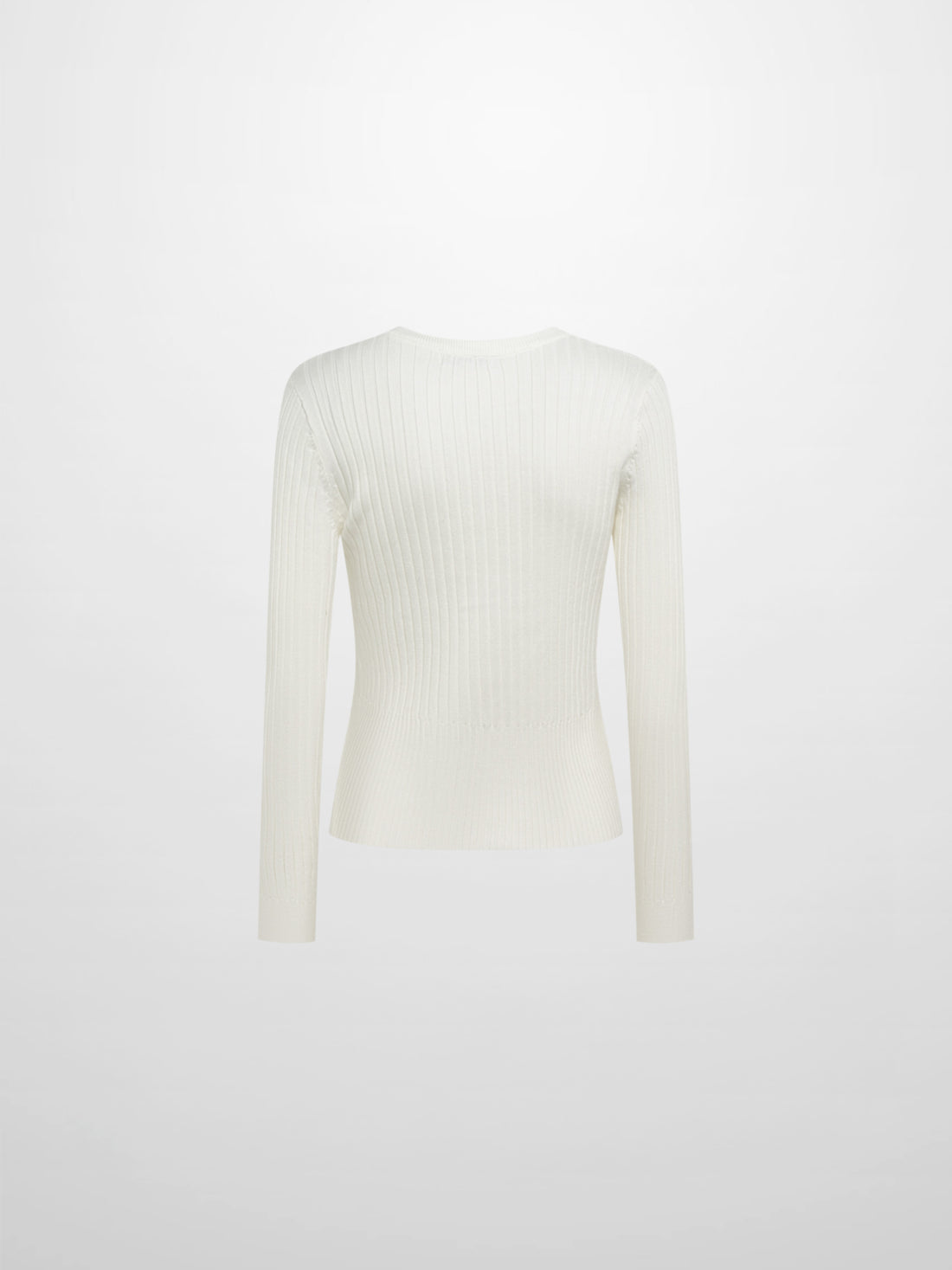 Soft Thin Ribbed Banded Sweater - Cream