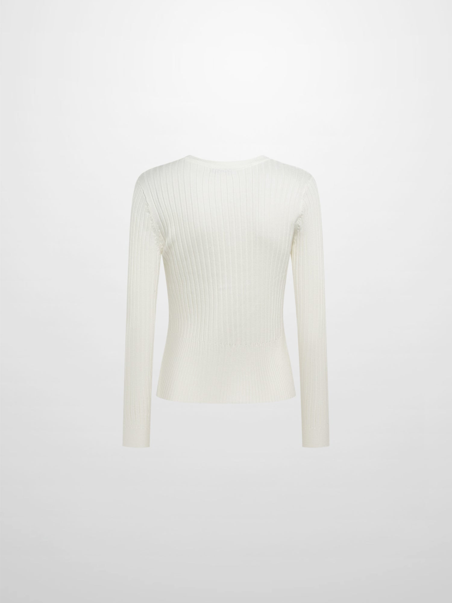 Soft Thin Ribbed Banded Sweater - Cream