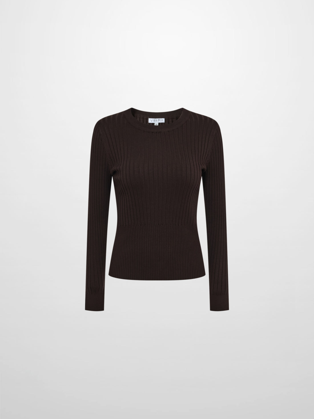 Soft Thin Ribbed Banded Sweater - Brown