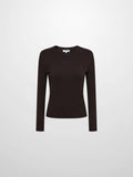 Soft Thin Ribbed Banded Sweater - Brown