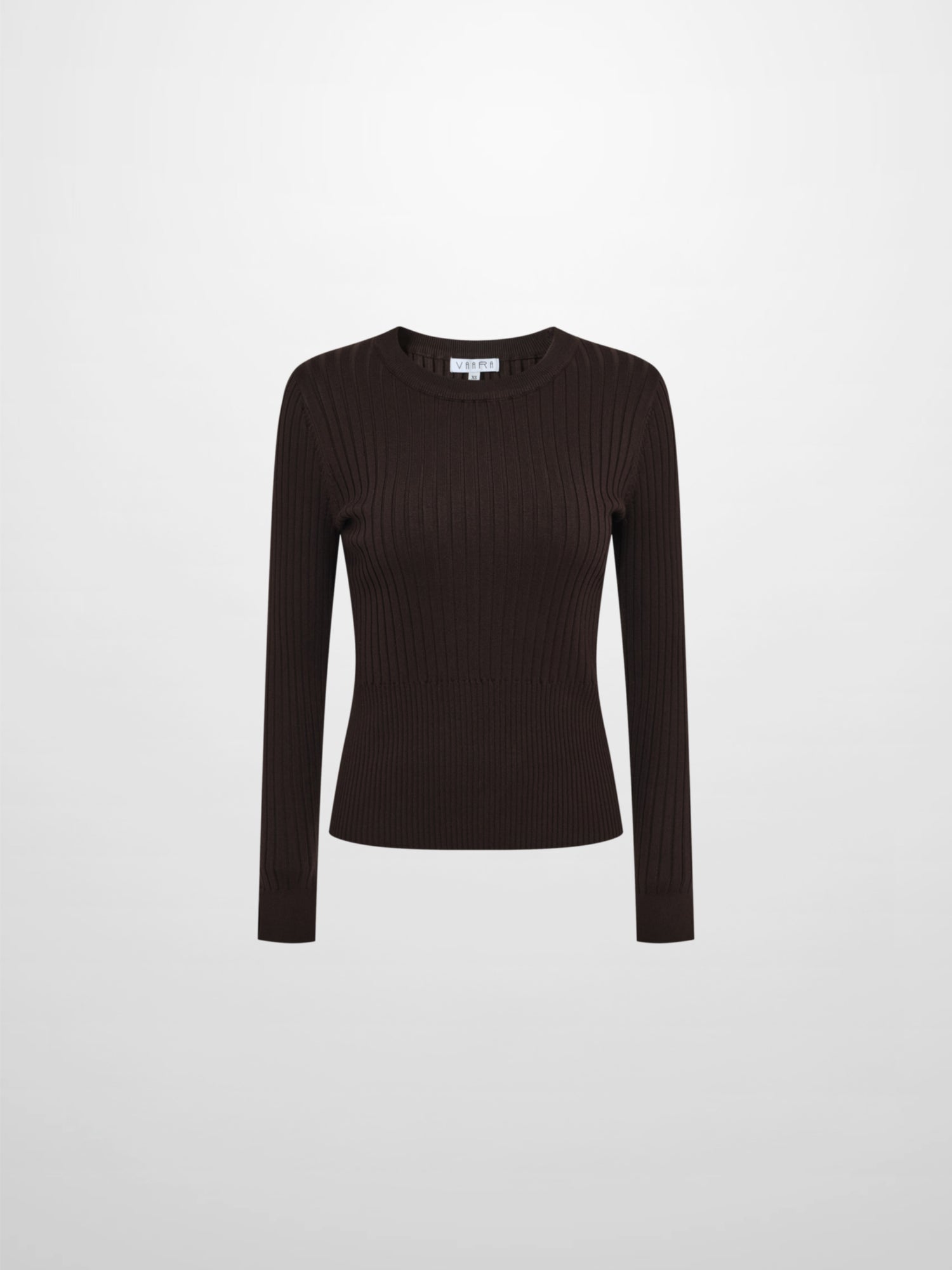 Soft Thin Ribbed Banded Sweater - Brown