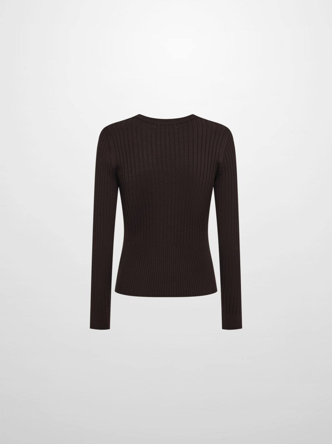 Soft Thin Ribbed Banded Sweater - Brown