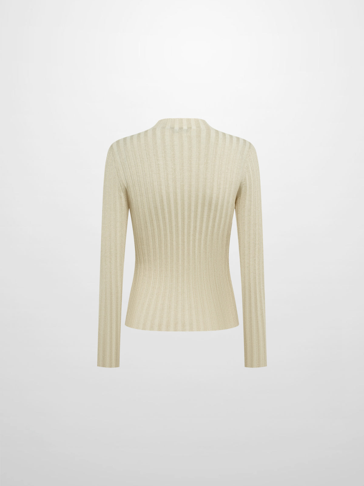Lurex Ribbed Mock Neck Sweater - Cream