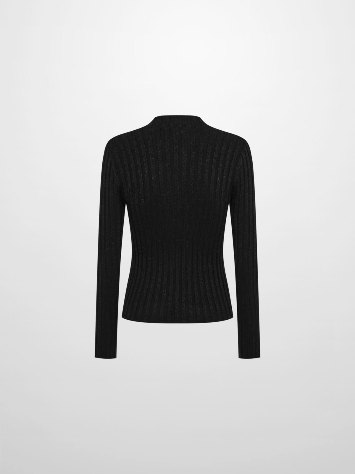 Lurex Ribbed Mock Neck Sweater - Black