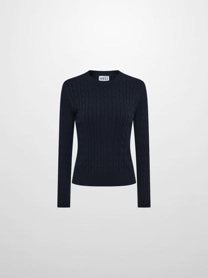 Cable Knit Sweater - Navy