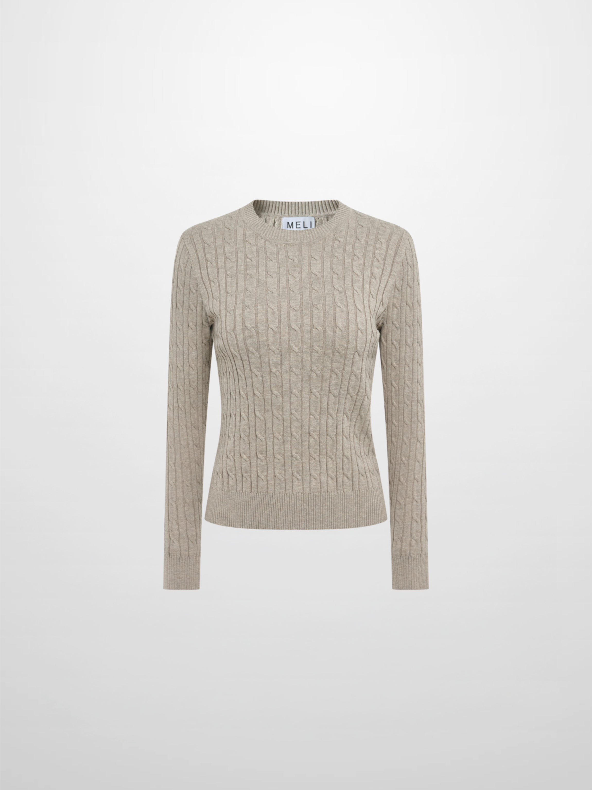 Cable Knit Sweater - Heathered Taupe