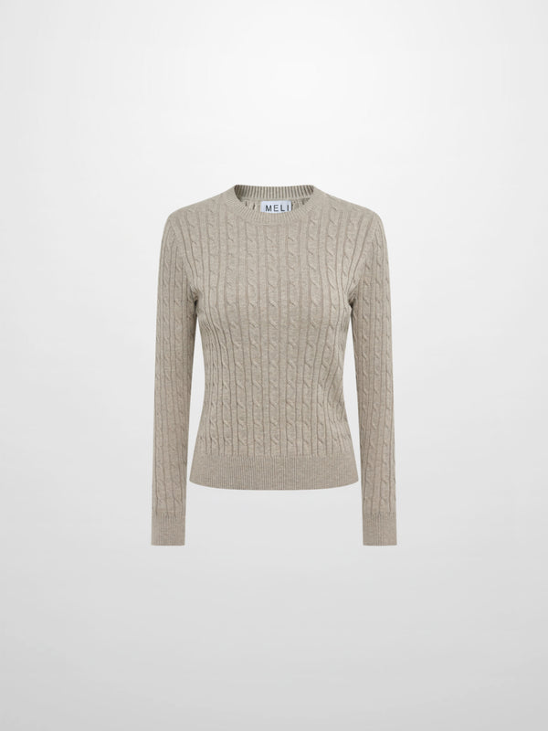 Cable Knit Sweater - Heathered Taupe