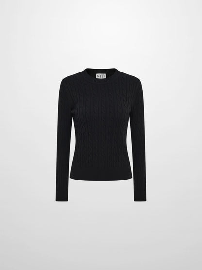 Cable Knit Sweater - Black