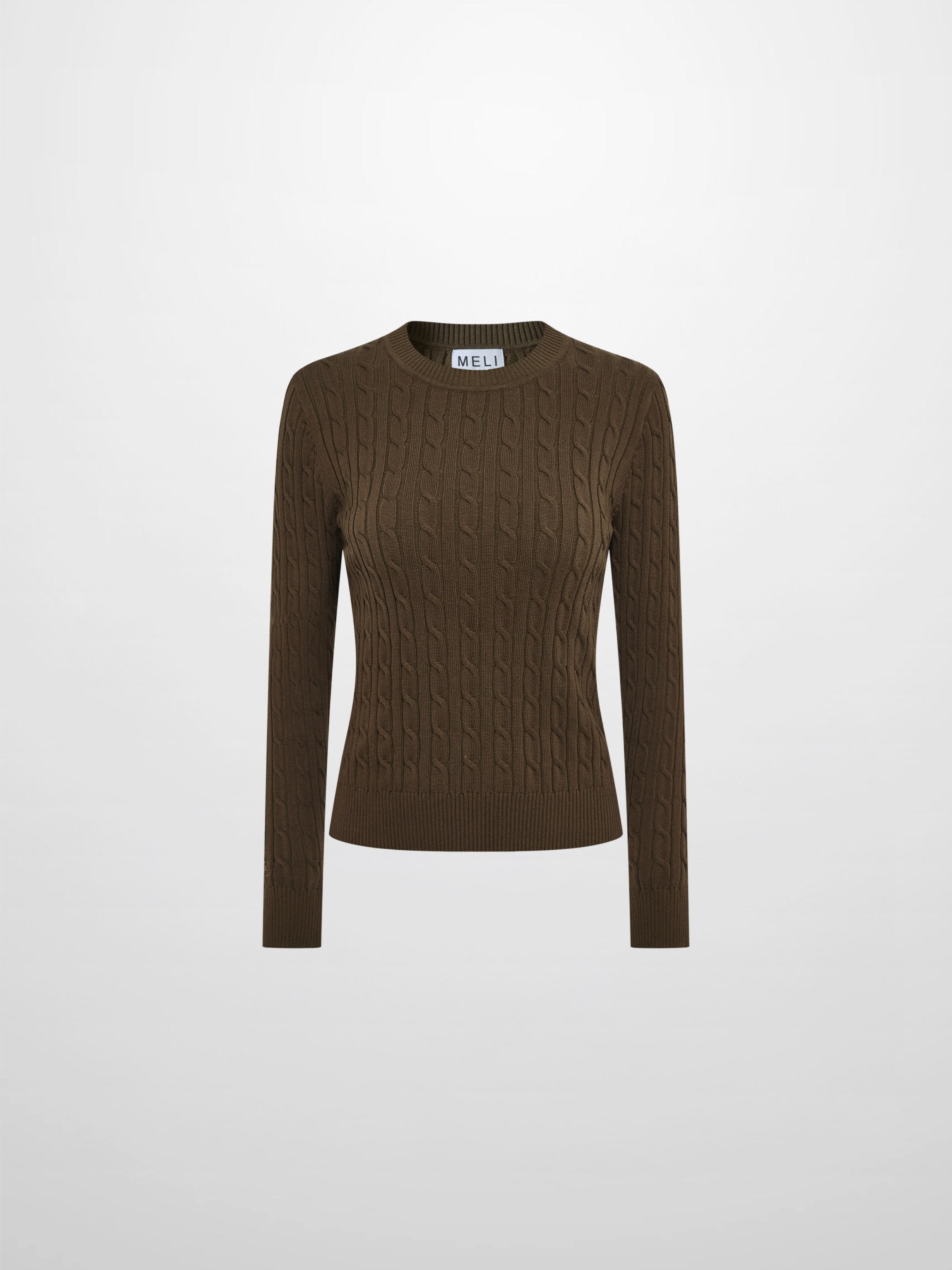 Cable Knit Sweater - Military Brown