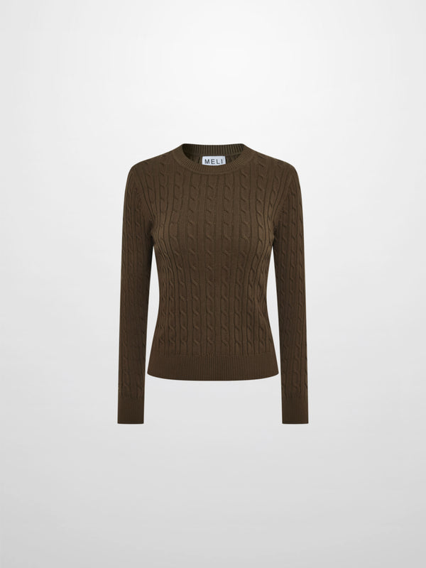 Cable Knit Sweater - Military Brown
