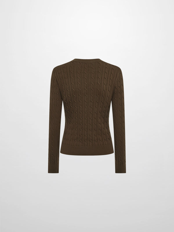 Cable Knit Sweater - Military Brown