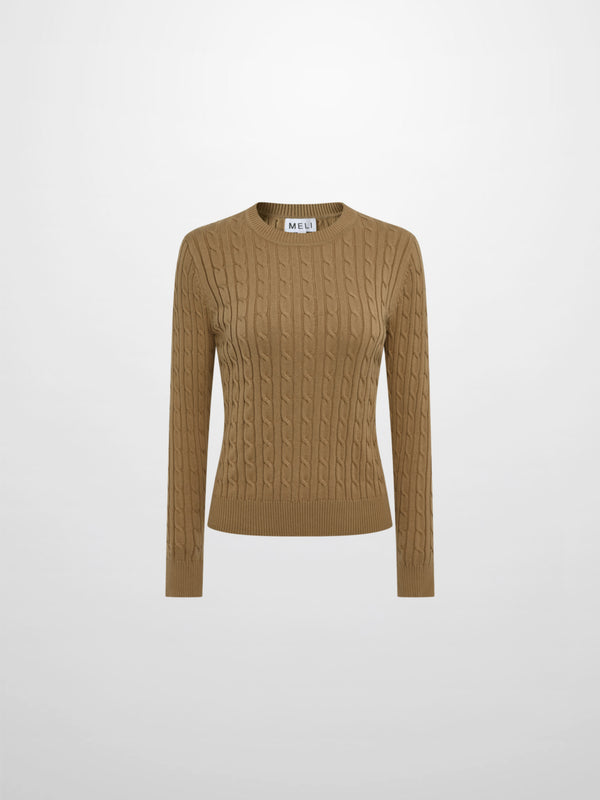 Cable Knit Sweater - Camel
