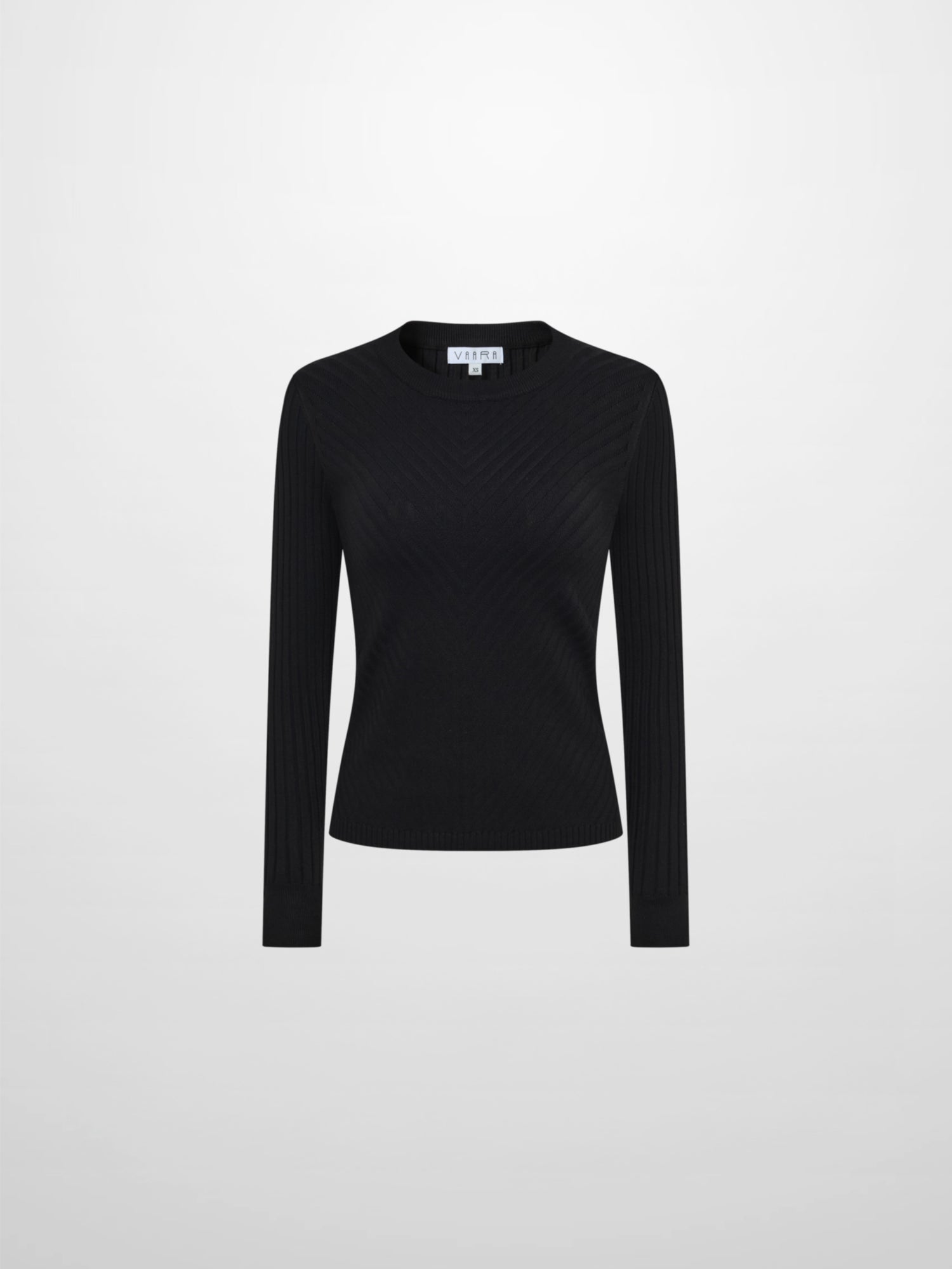 V Ribbed Sweater - Black