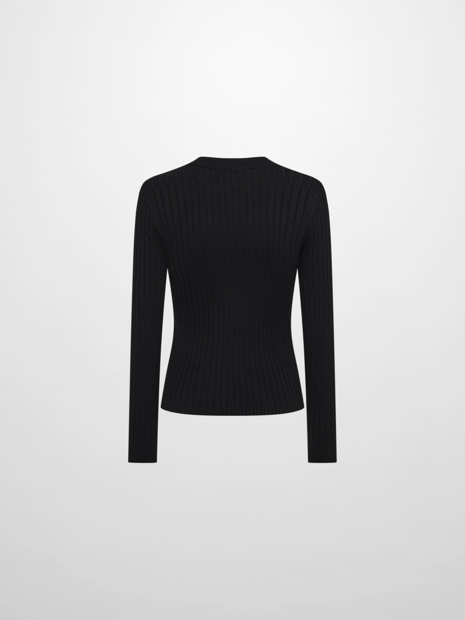 V Ribbed Sweater - Black