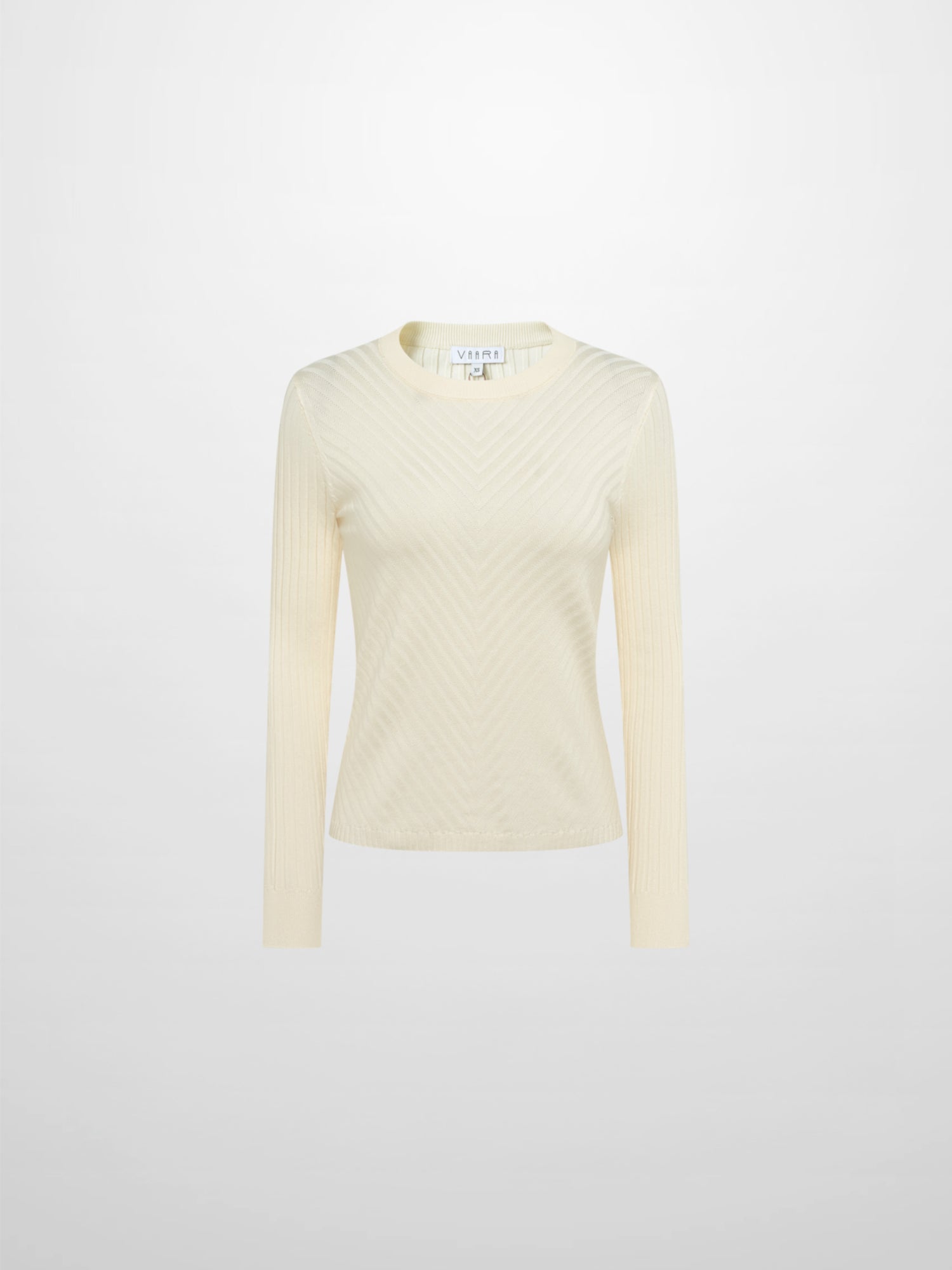 V Ribbed Sweater - Cream