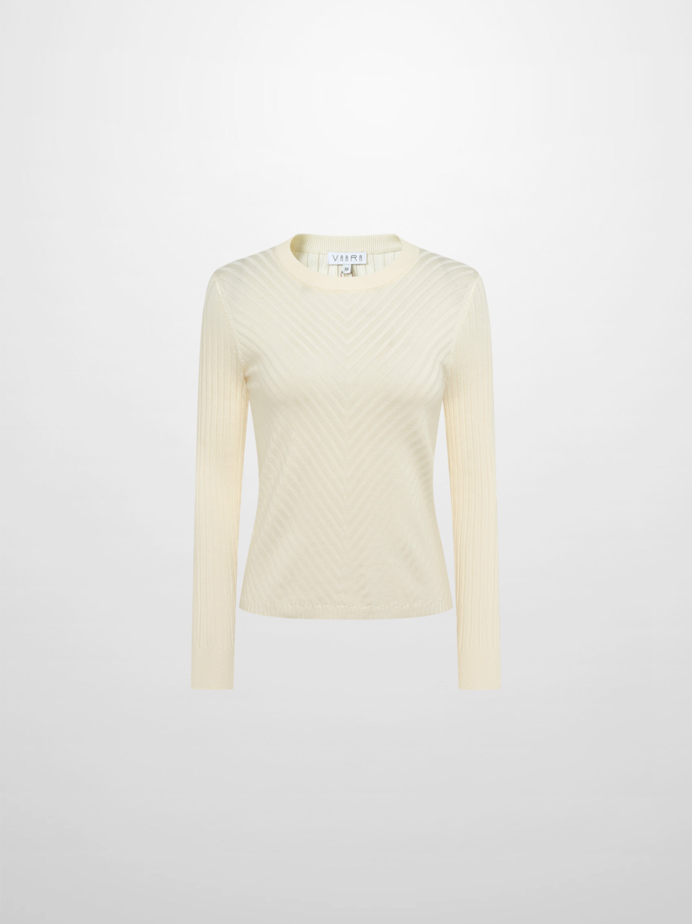 V Ribbed Sweater - Cream