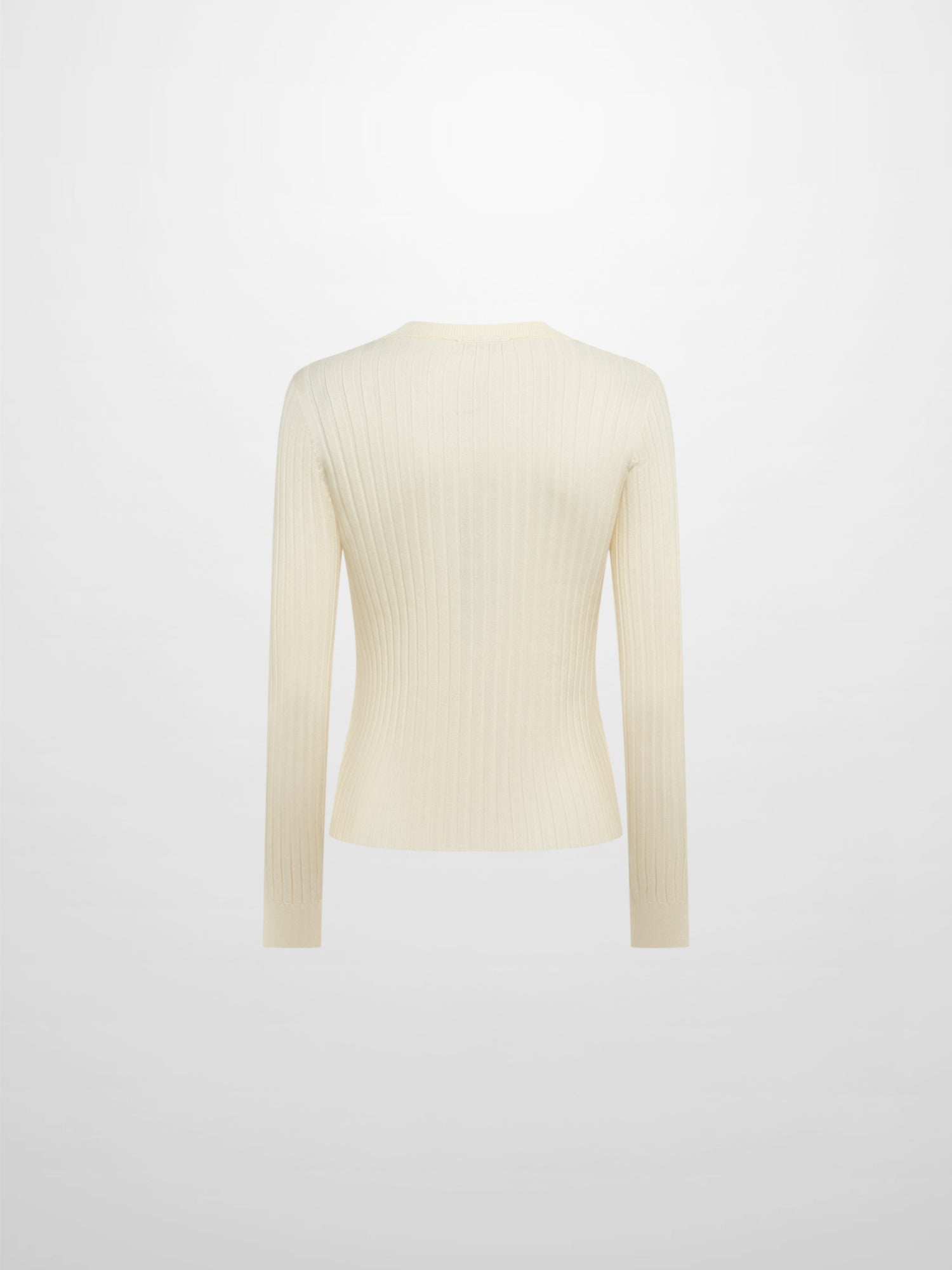 V Ribbed Sweater - Cream