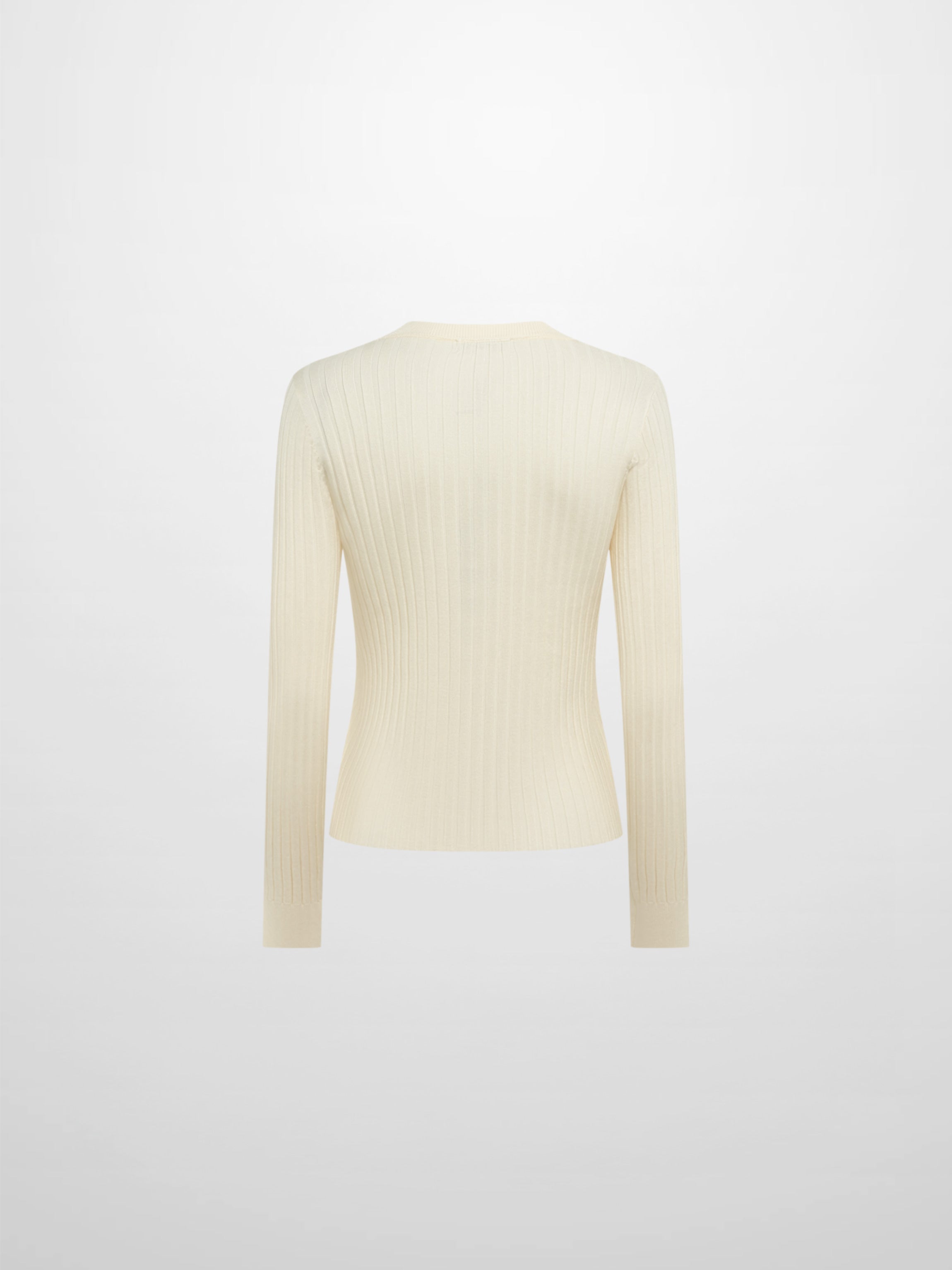 V Ribbed Sweater - Cream