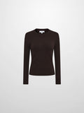 V Ribbed Sweater - Brown