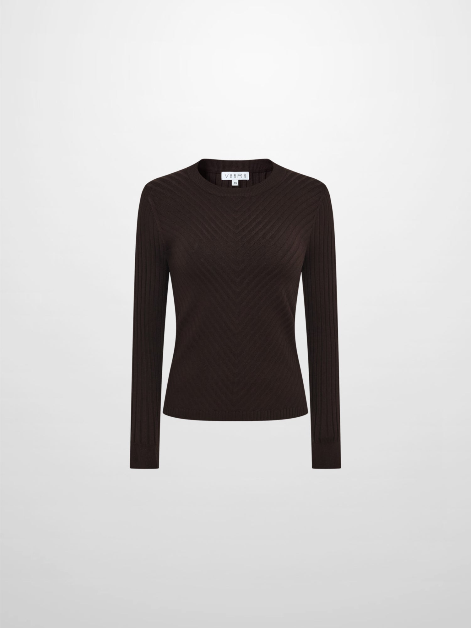 V Ribbed Sweater - Brown