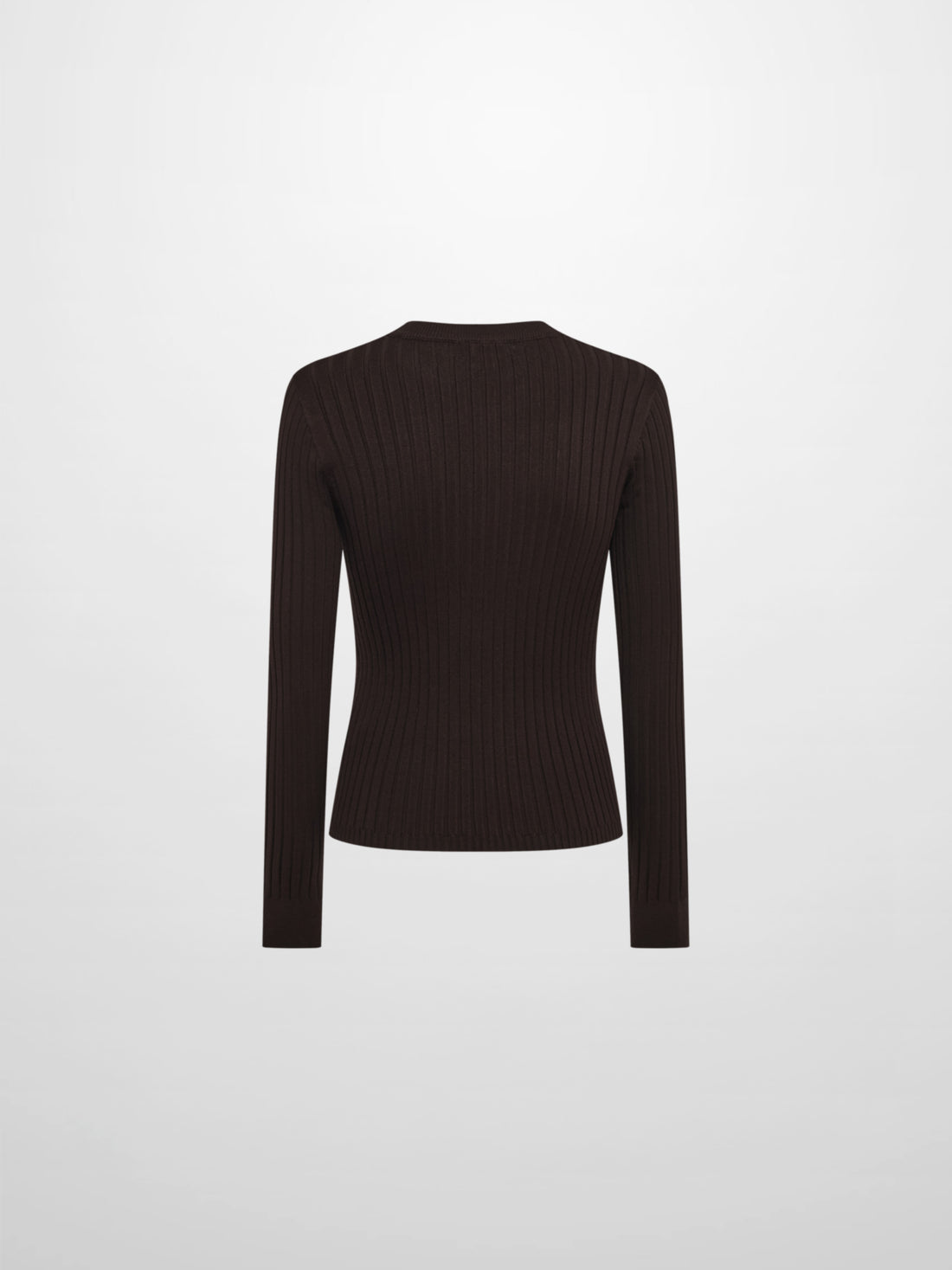 V Ribbed Sweater - Brown