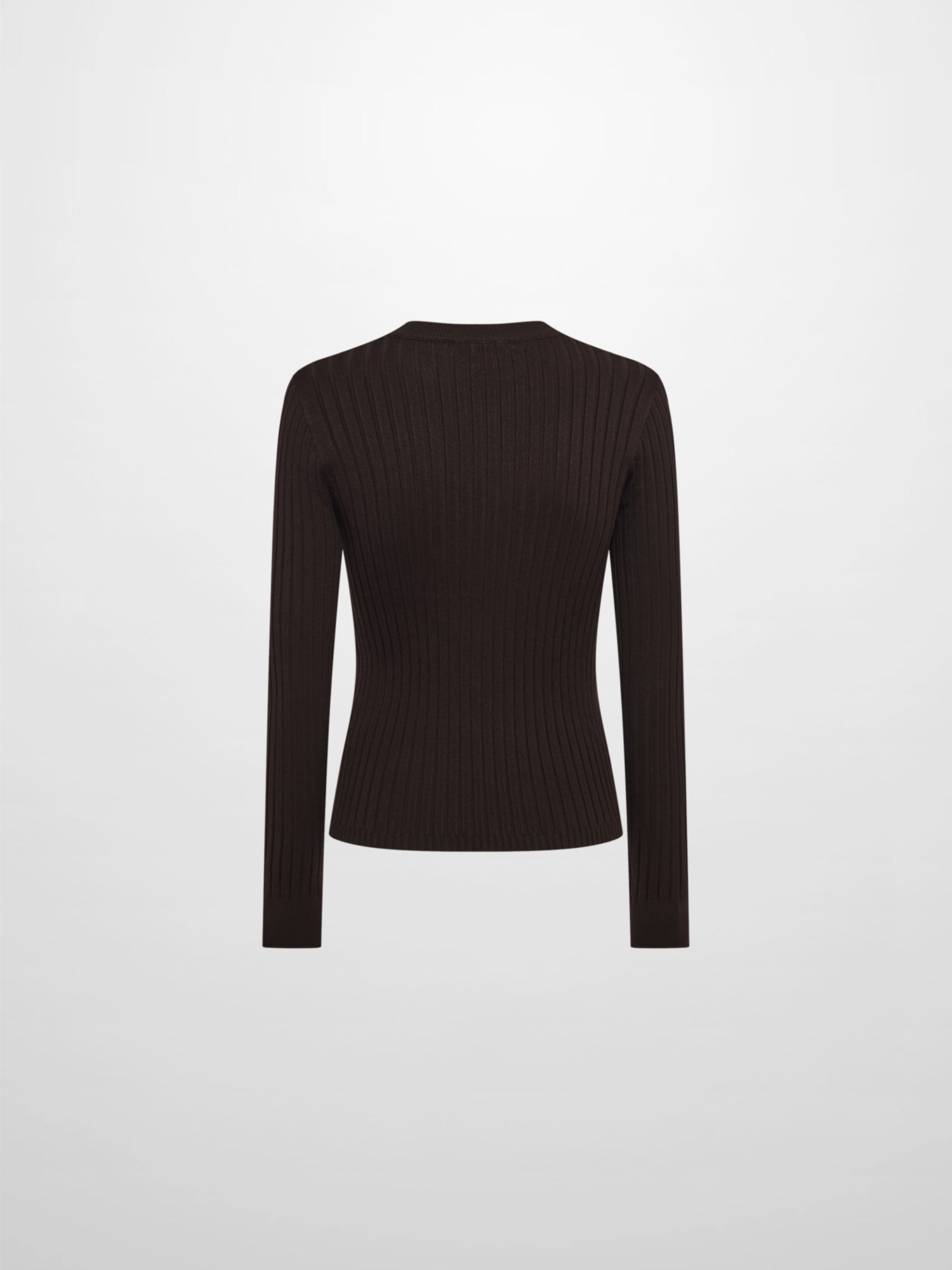 V Ribbed Sweater - Brown