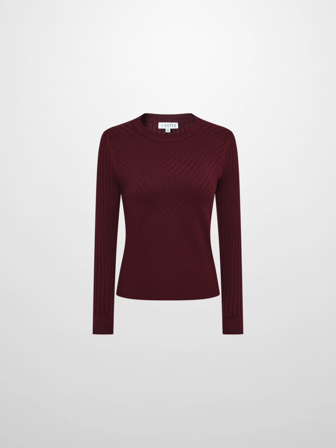 V Ribbed Sweater - Burgundy