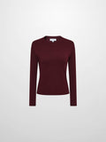 V Ribbed Sweater - Burgundy