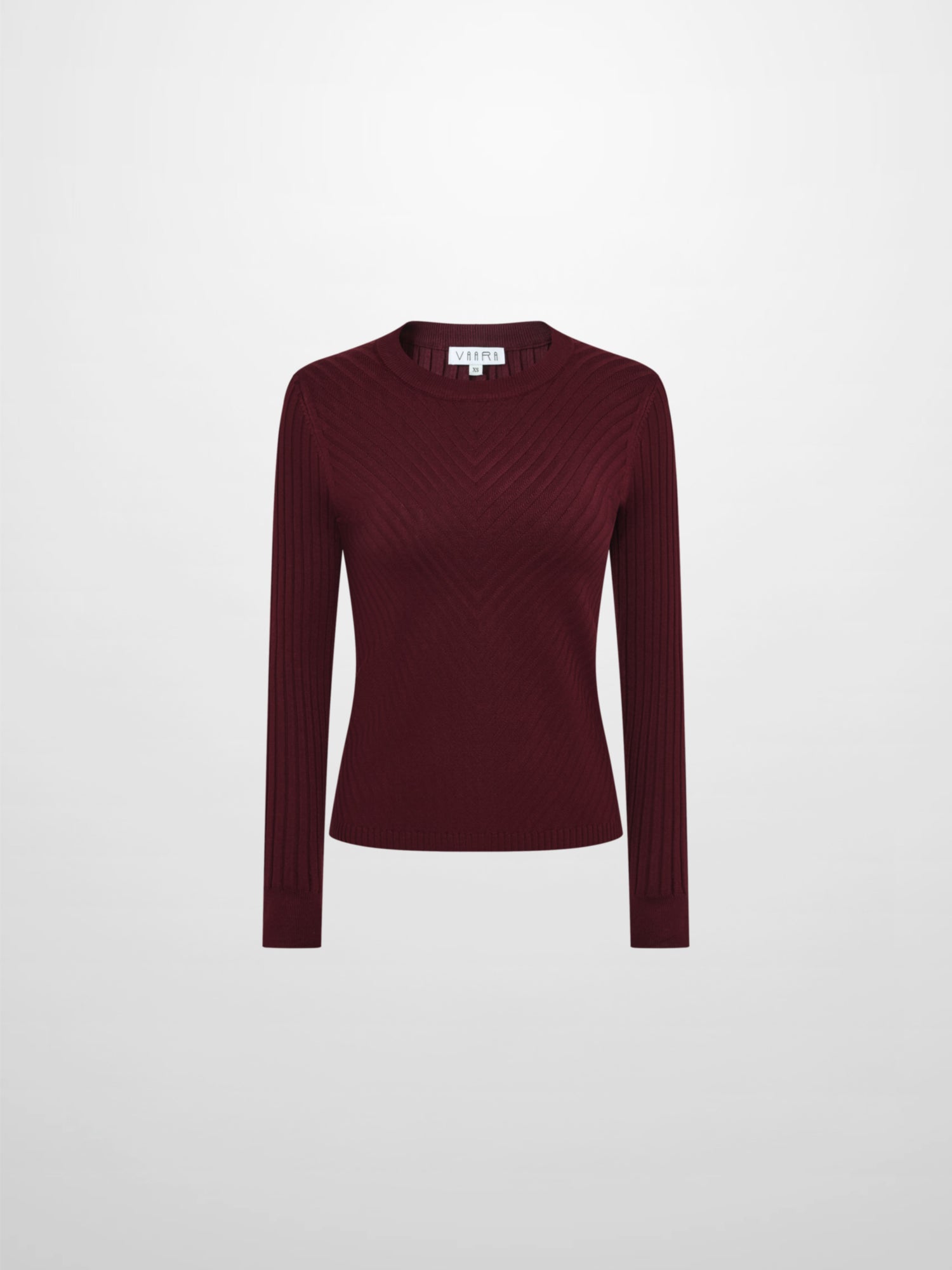 V Ribbed Sweater - Burgundy