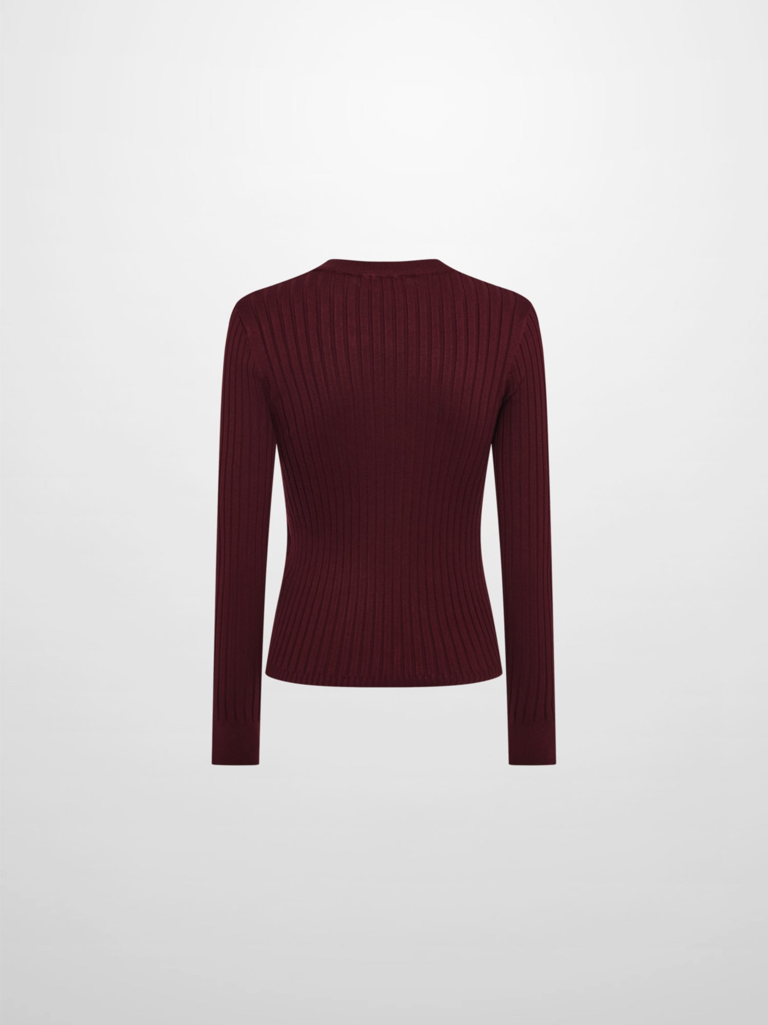 V Ribbed Sweater - Burgundy