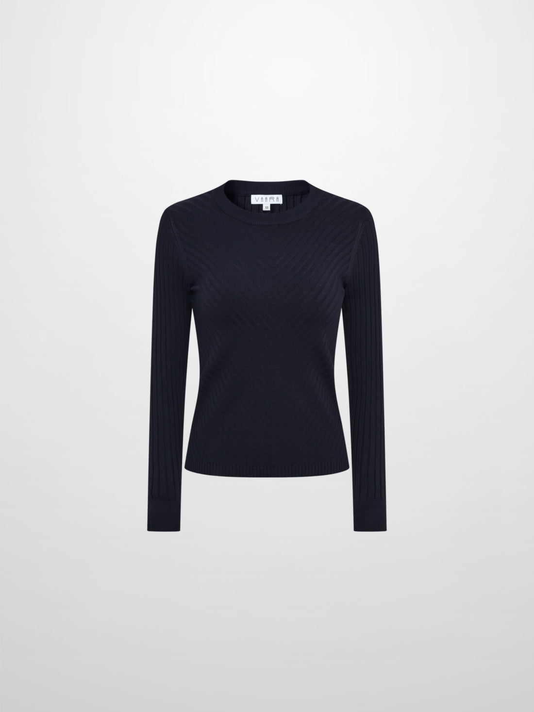 V Ribbed Sweater - Navy