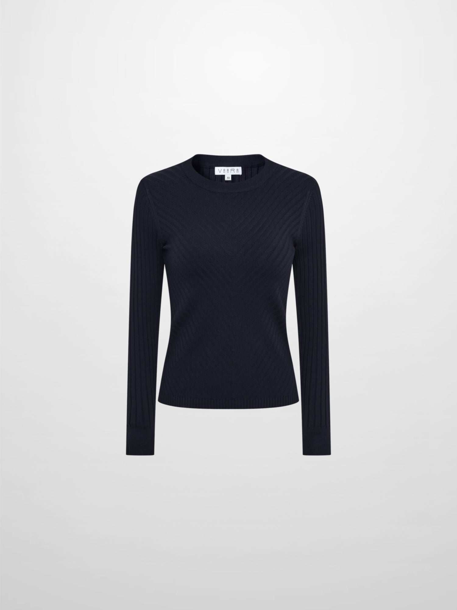 V Ribbed Sweater - Navy
