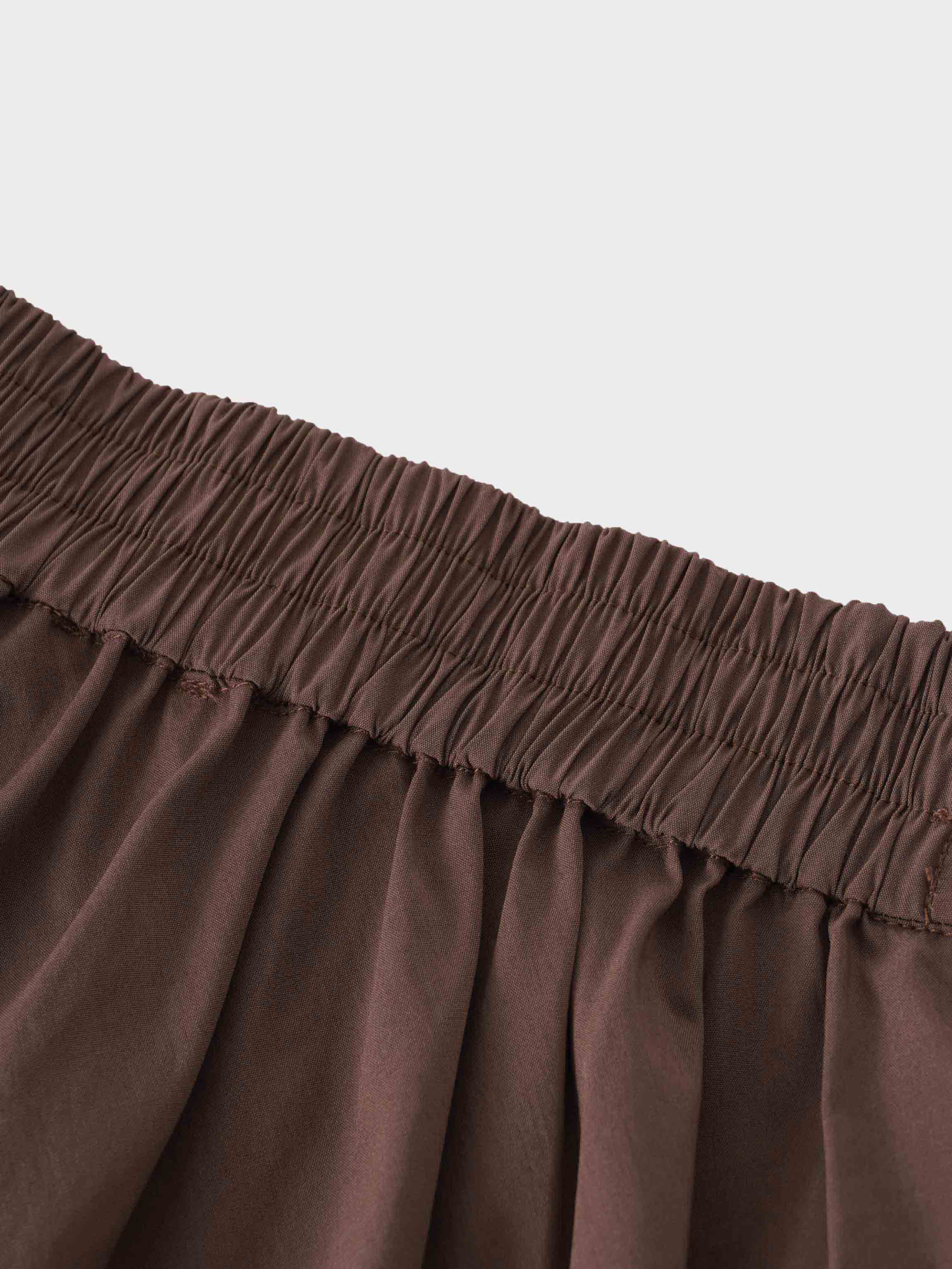 Elastic Back Maxi Cotton Blend Skirt-Chocolate Brown