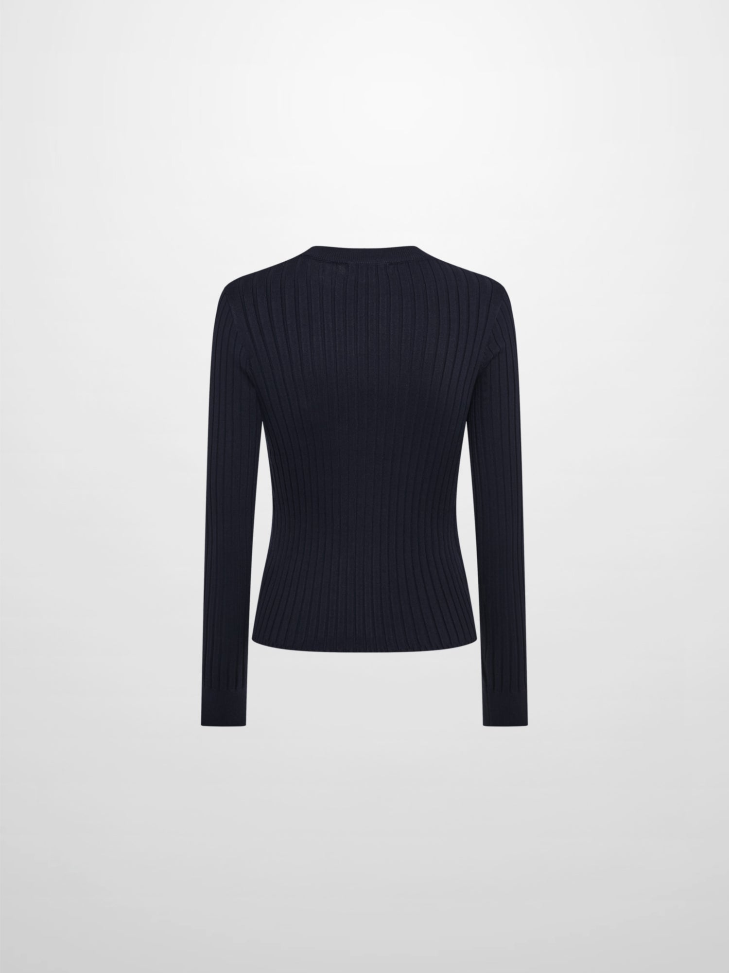 V Ribbed Sweater - Navy
