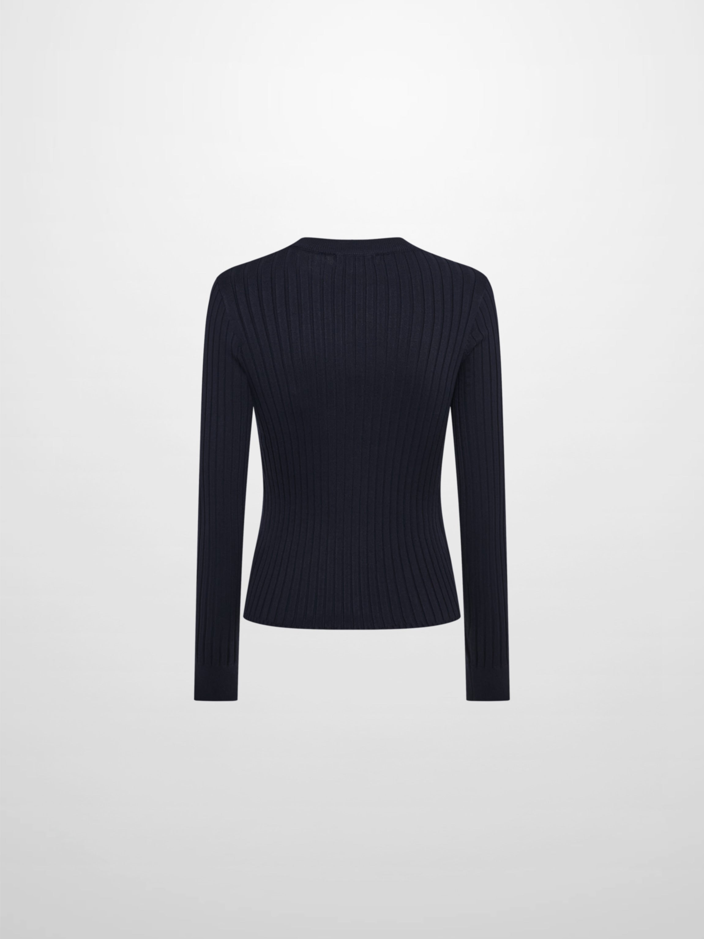 V Ribbed Sweater - Navy