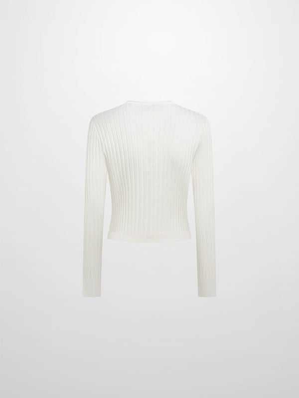 Lightweight Ribbed Cardigan 20" - Cream
