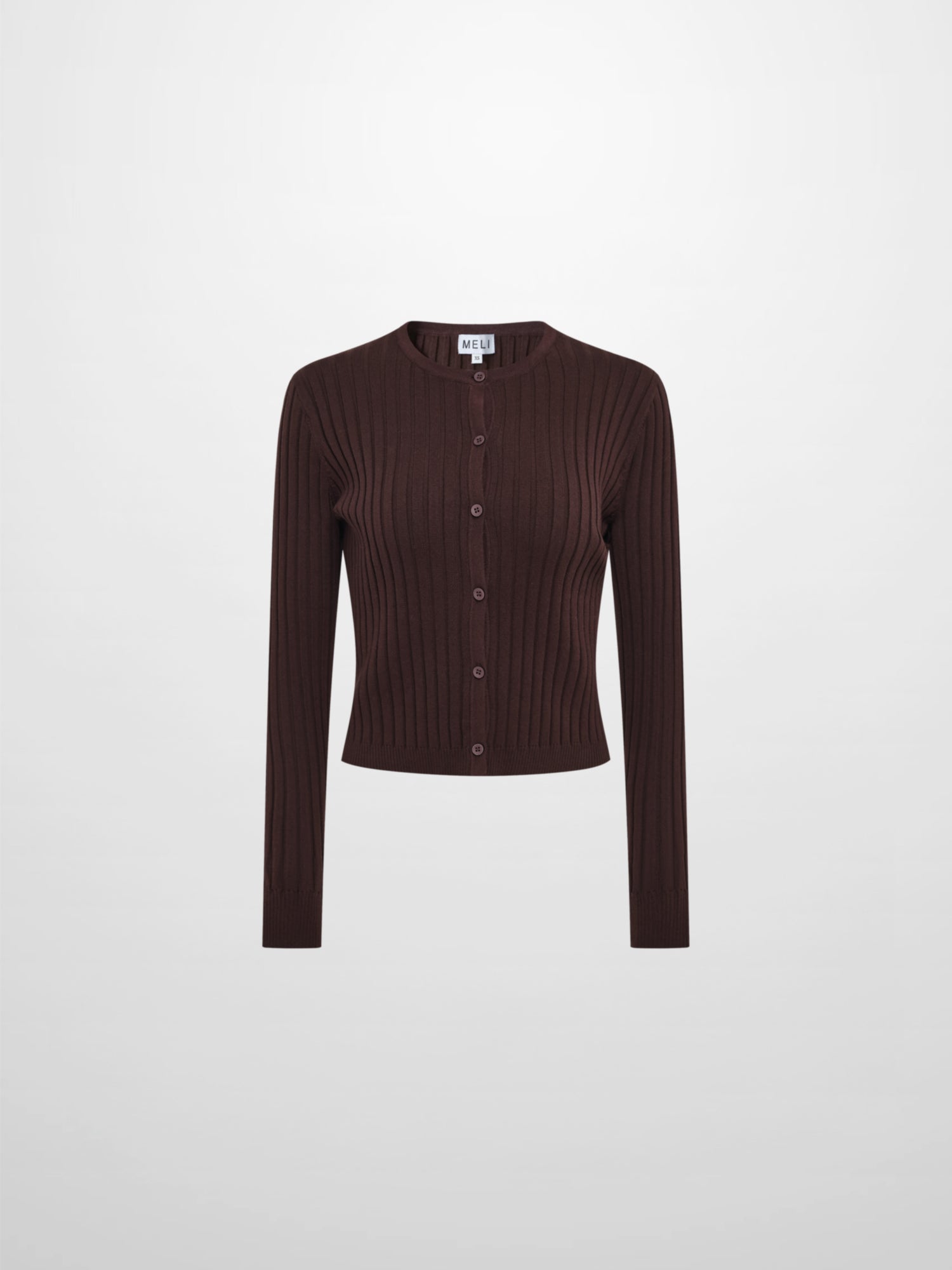 Lightweight Ribbed Cardigan 20" - Brown