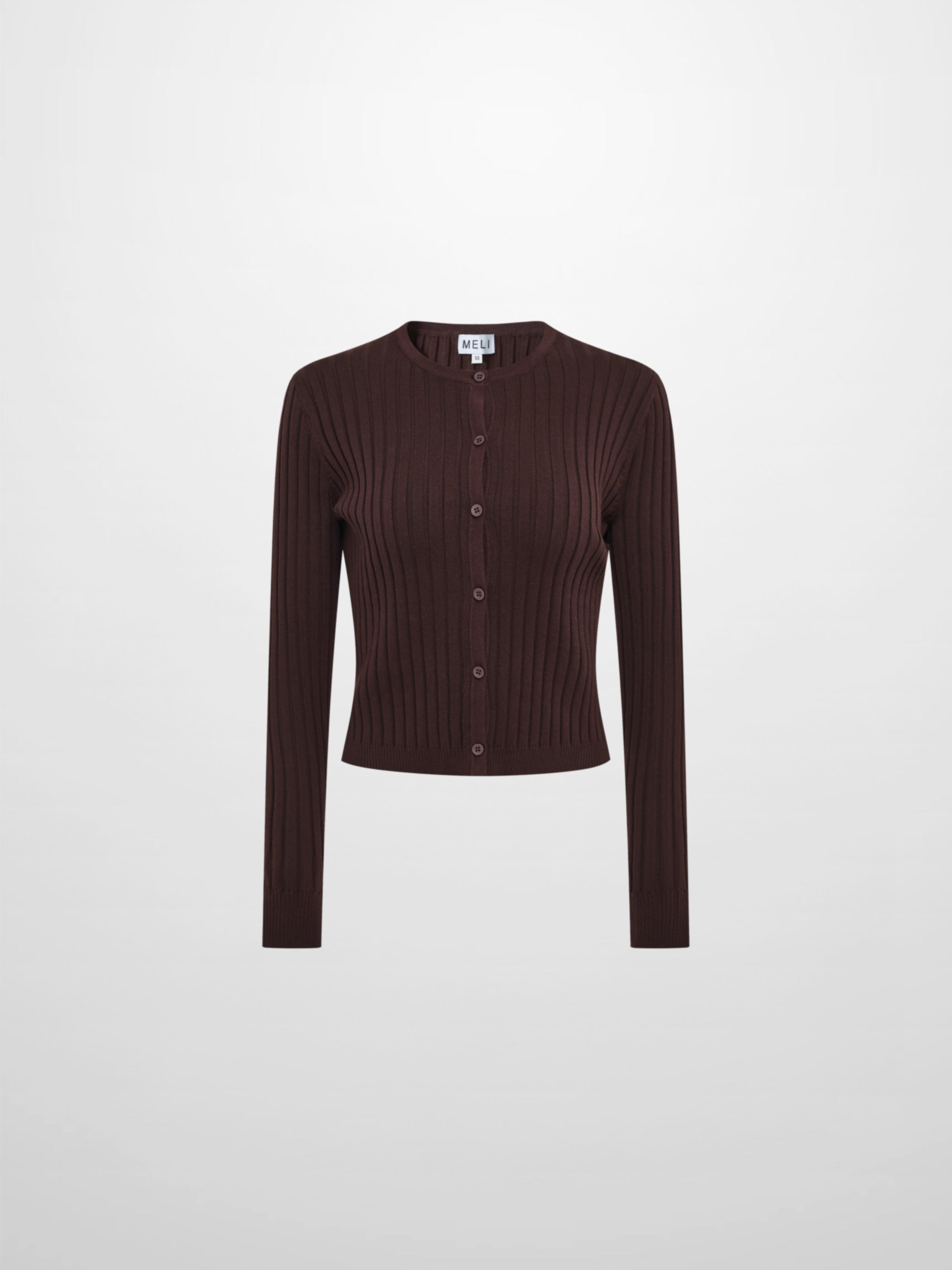 Lightweight Ribbed Cardigan 20" - Brown