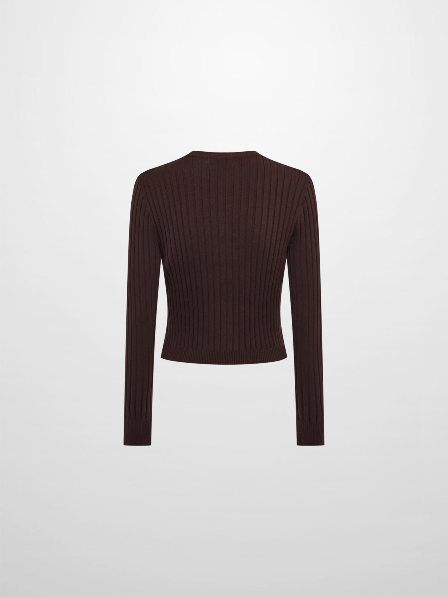 Lightweight Ribbed Cardigan 20" - Brown
