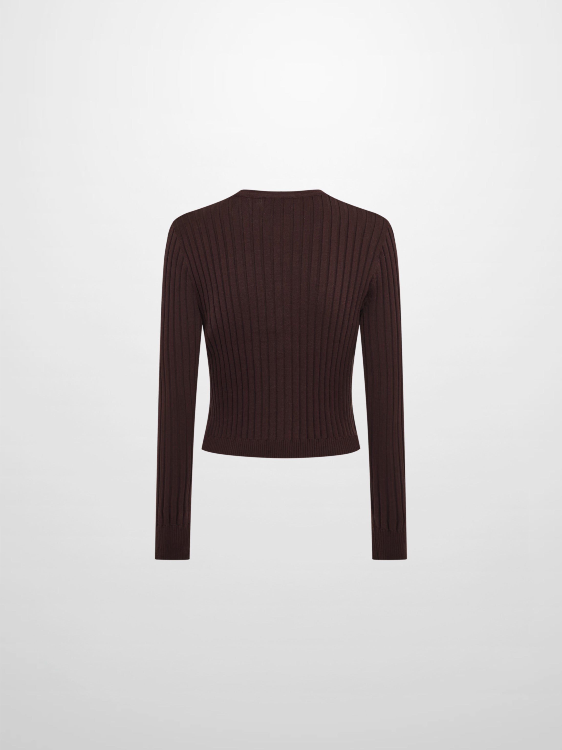 Lightweight Ribbed Cardigan 20" - Brown
