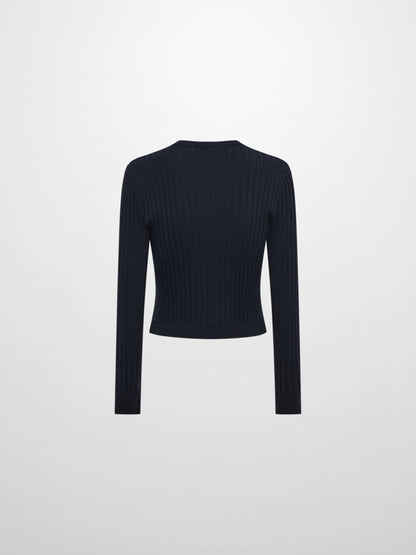 Lightweight Ribbed Cardigan 20"- Navy