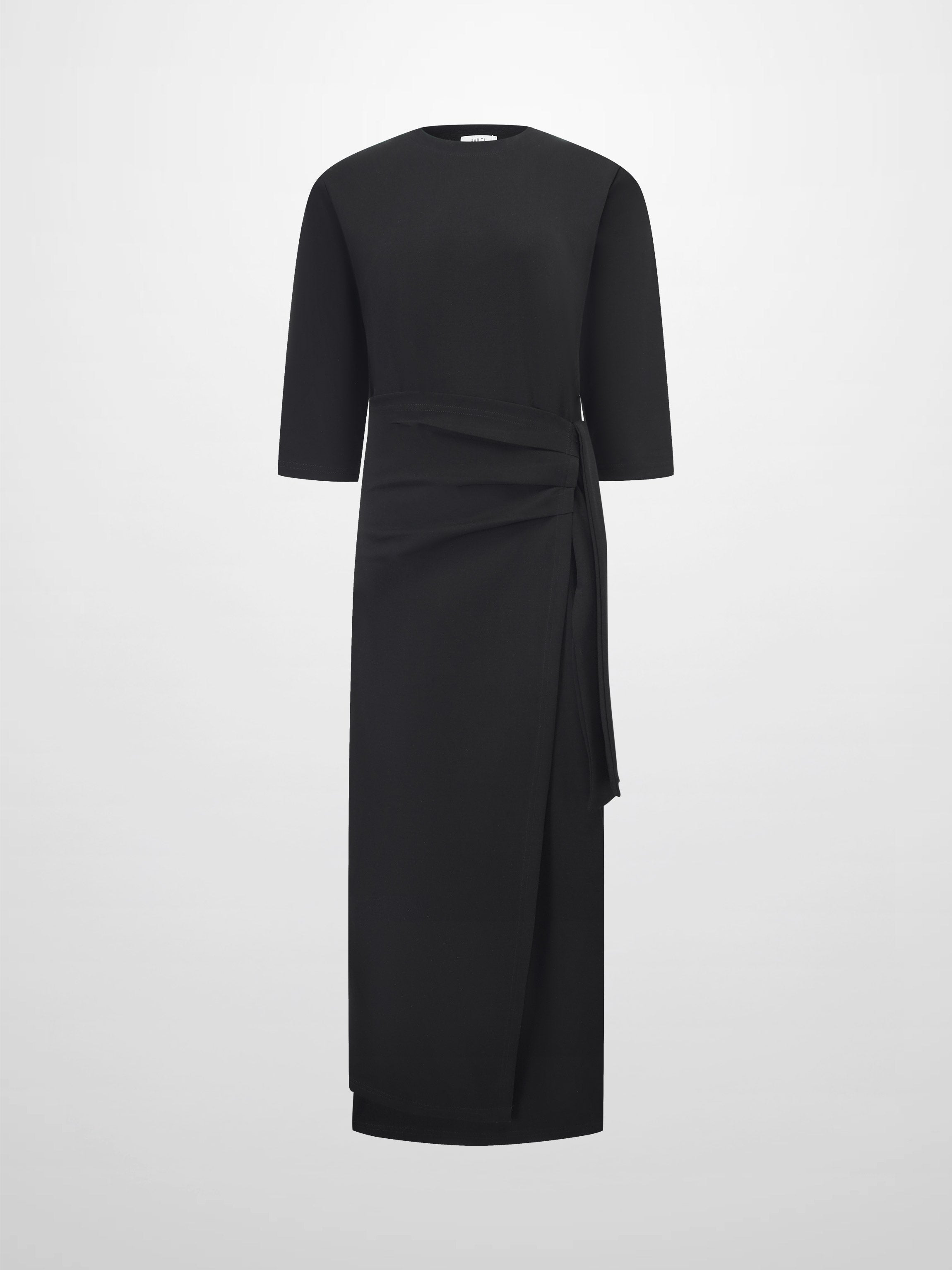 Side Tie T-Shirt Dress-Black