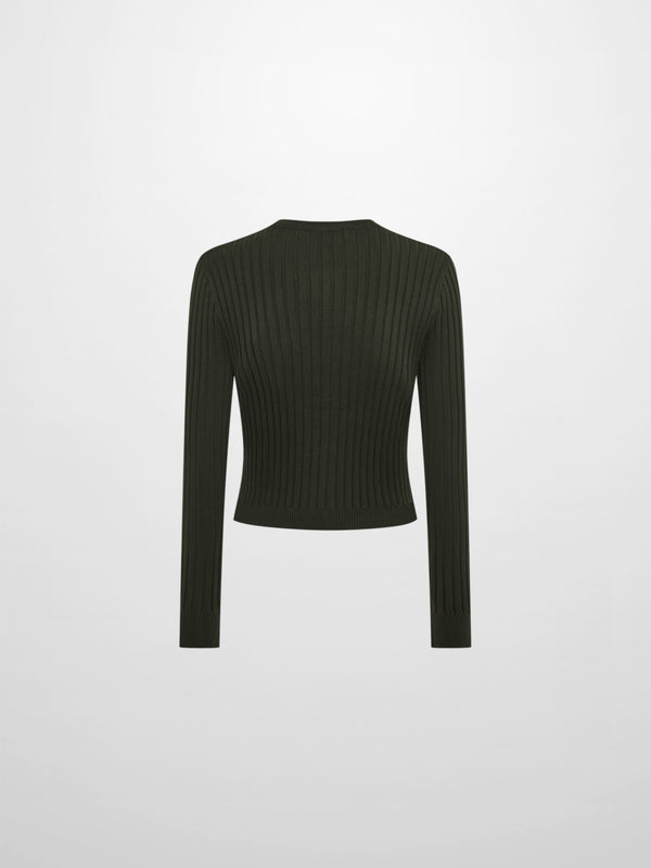 Lightweight Ribbed Cardigan 20" - Green