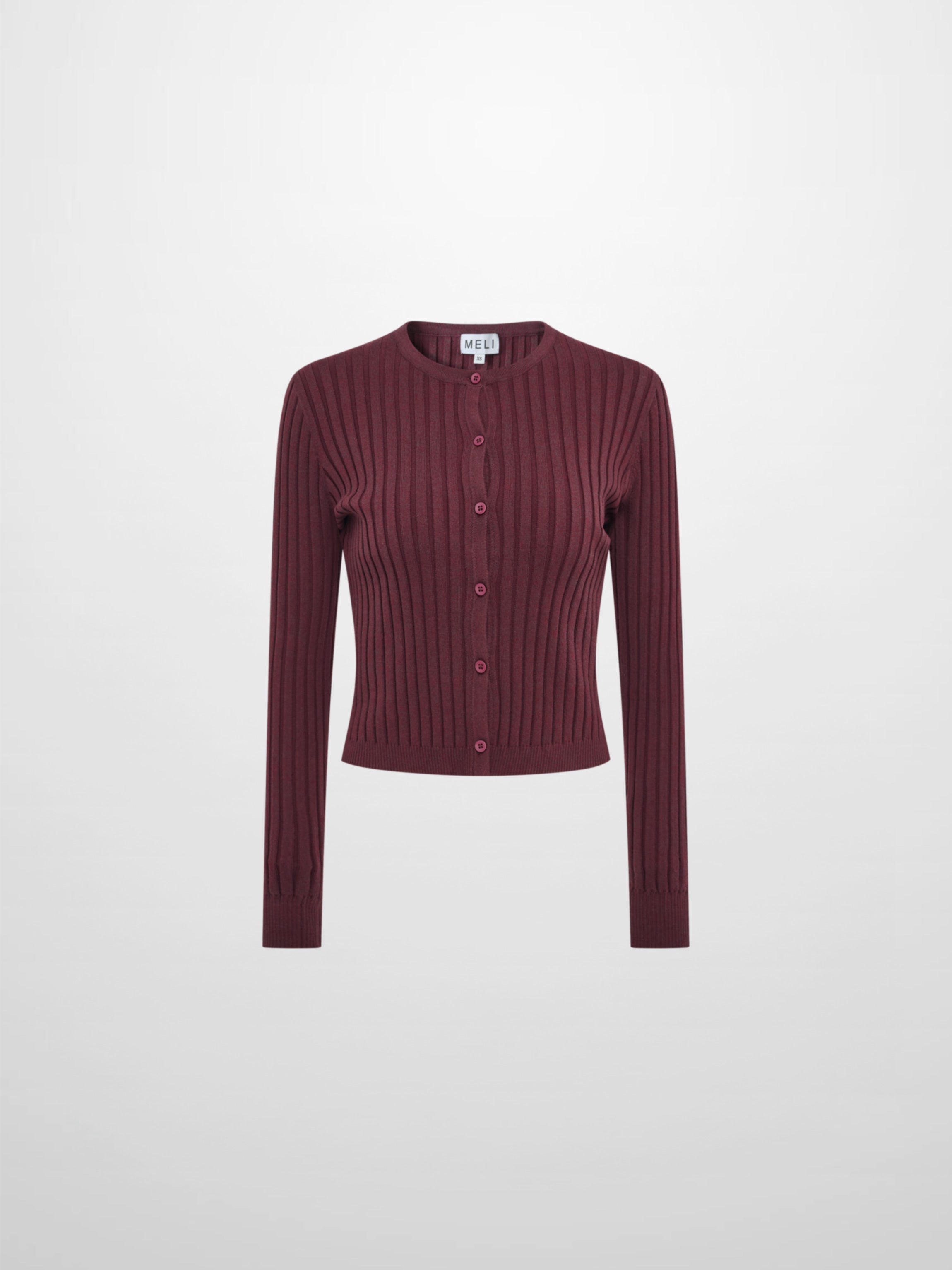 Lightweight Ribbed Cardigan 20"- Burgundy