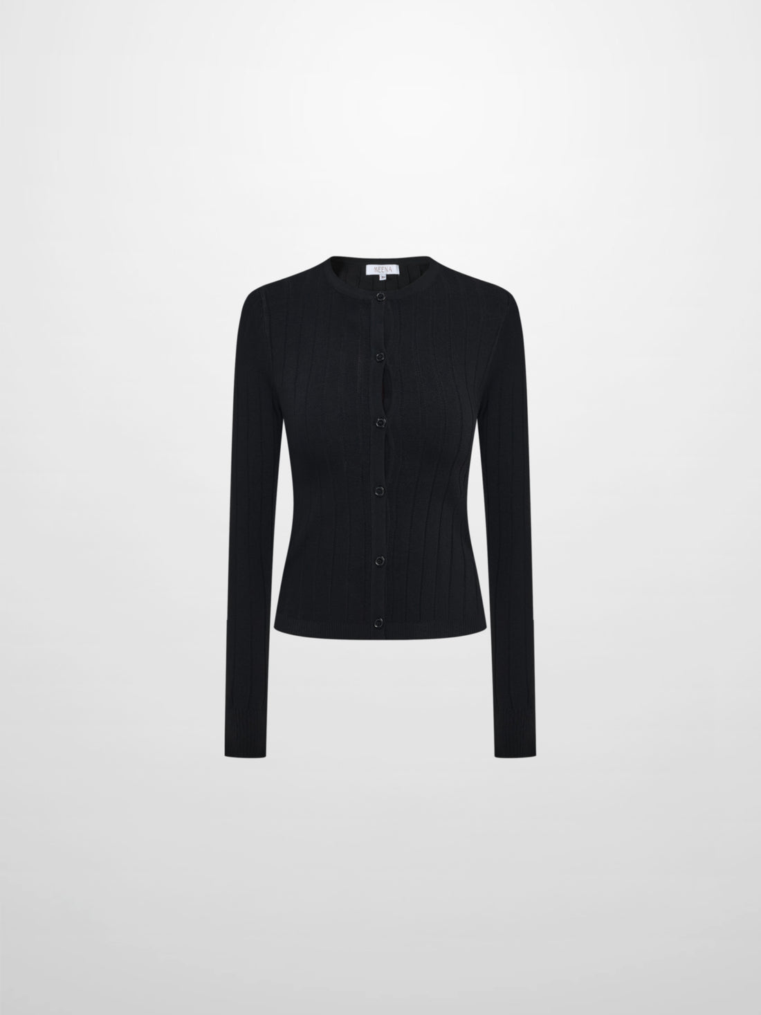 Silk Knit Ribbed Cardigan 20"- Black