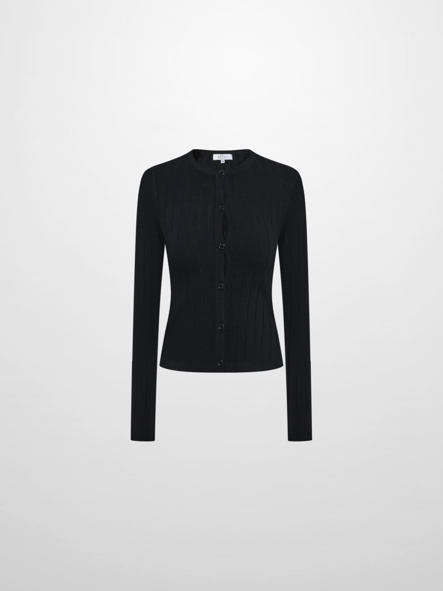Silk Knit Ribbed Cardigan 20"- Black