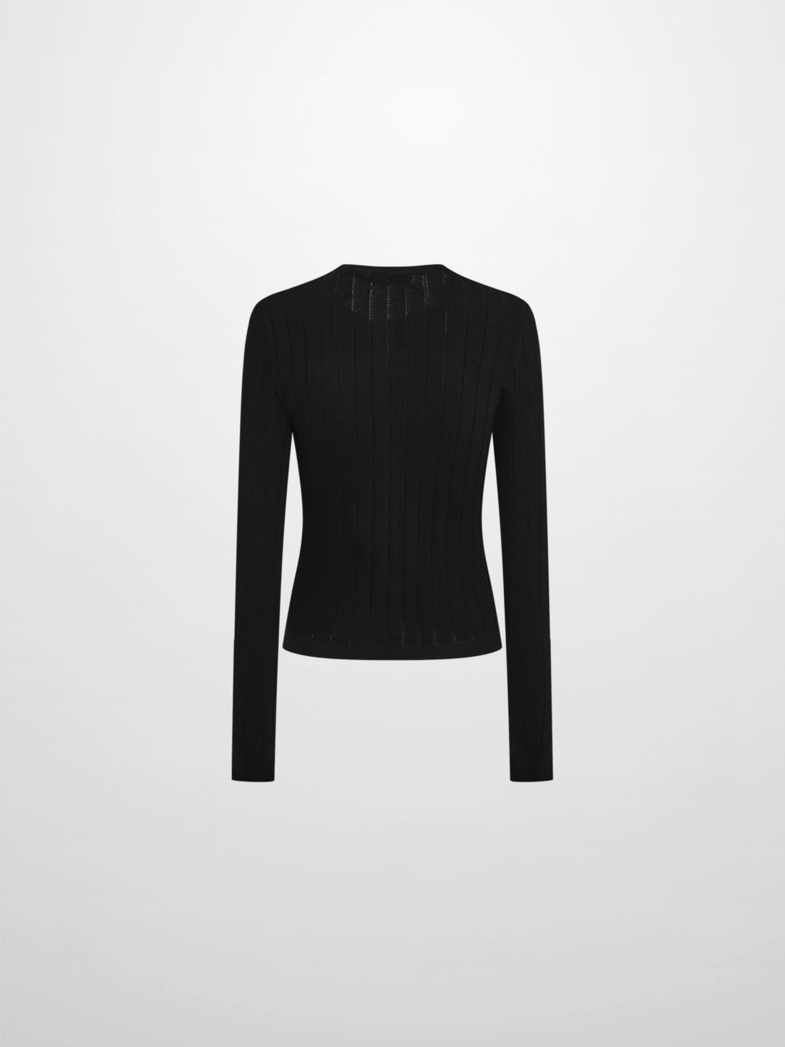 Silk Knit Ribbed Cardigan 20"- Black