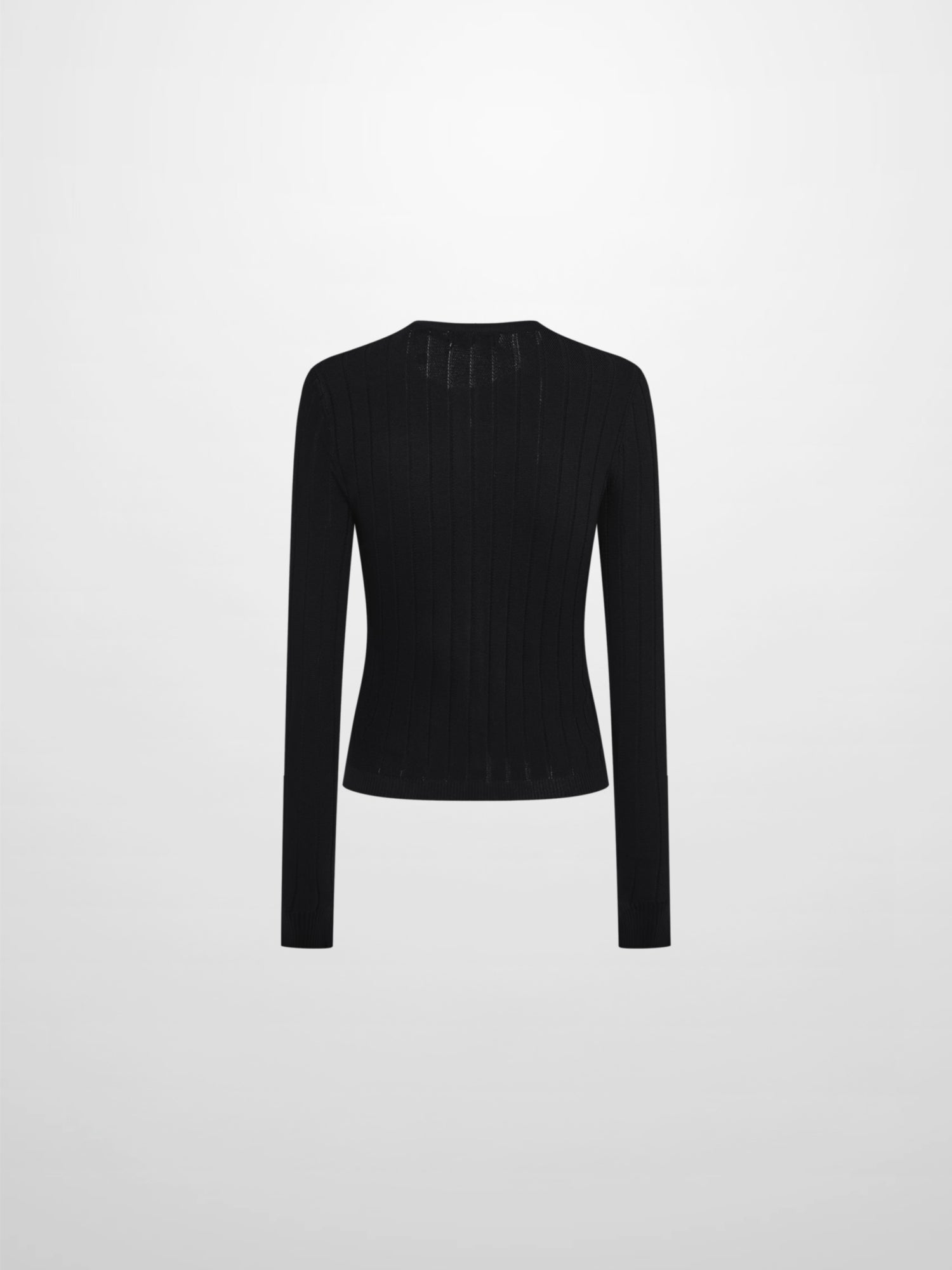 Silk Knit Ribbed Cardigan 20"- Black